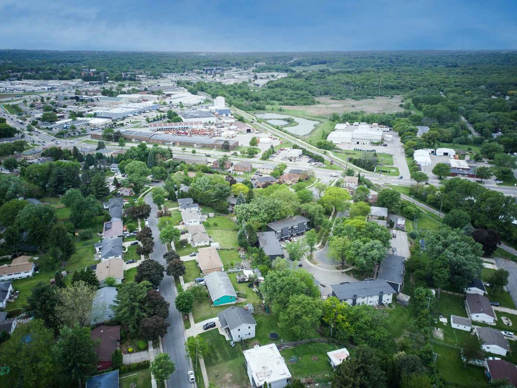 Aerial Photography depicting overview of an apartment complex in Madison Wisconsin