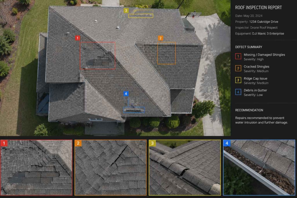 drone imaging showing roof defect in rockford illinois