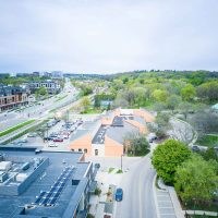 aerial drone photography of a shopping center in Madison Wisconsin