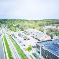 aerial drone photography of a shopping center in Madison Wisconsin