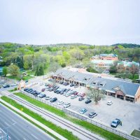 aerial drone photography of a shopping center in Madison Wisconsin