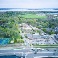 aerial drone photography of a shopping center in Madison Wisconsin