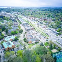 aerial drone photography of a shopping center in Madison Wisconsin