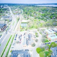 aerial drone photography of a shopping center in Madison Wisconsin