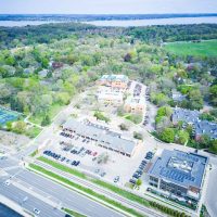aerial drone photography of a shopping center in Madison Wisconsin