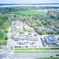 aerial drone photography of a shopping center in Madison Wisconsin