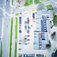 aerial drone photography of a shopping center in Madison Wisconsin